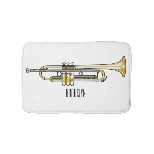 Trumpet cartoon illustration  bath mat (Front)