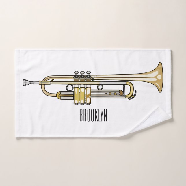 Trumpet cartoon illustration  bath towel set (Hand Towel)