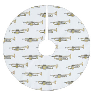 Trumpet cartoon illustration  brushed polyester tree skirt