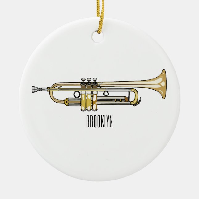 Trumpet cartoon illustration  ceramic tree decoration (Front)