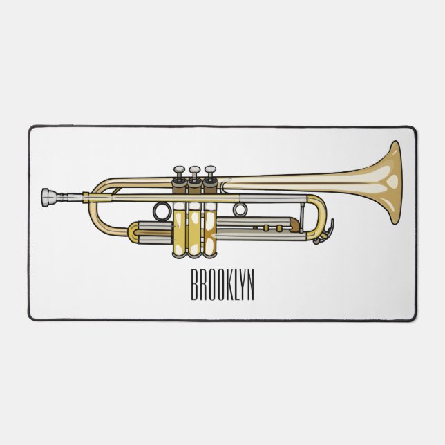 Trumpet cartoon illustration  desk mat (Front)