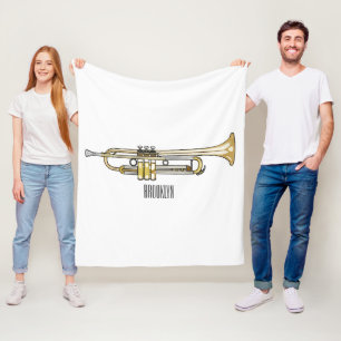 Trumpet cartoon illustration fleece blanket