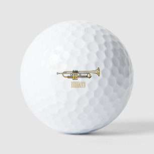 Trumpet cartoon illustration golf balls