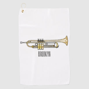 Trumpet cartoon illustration  golf towel