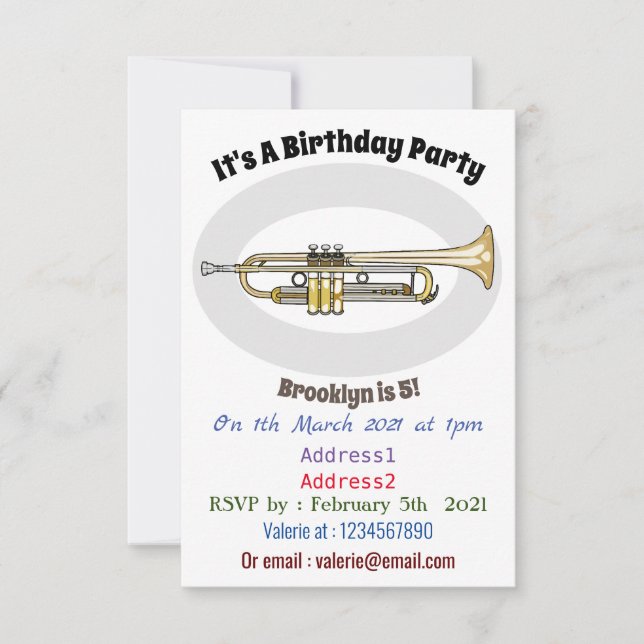 Trumpet cartoon illustration invitation (Front)