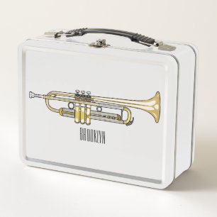 Trumpet cartoon illustration  metal lunch box
