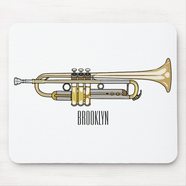 Trumpet cartoon illustration  mouse mat (Front)