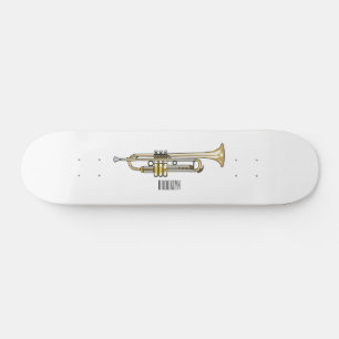 Trumpet cartoon illustration  skateboard