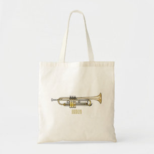 Trumpet cartoon illustration tote bag