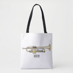 Trumpet cartoon illustration tote bag