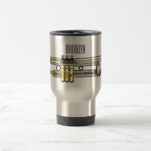 Trumpet cartoon illustration  travel mug