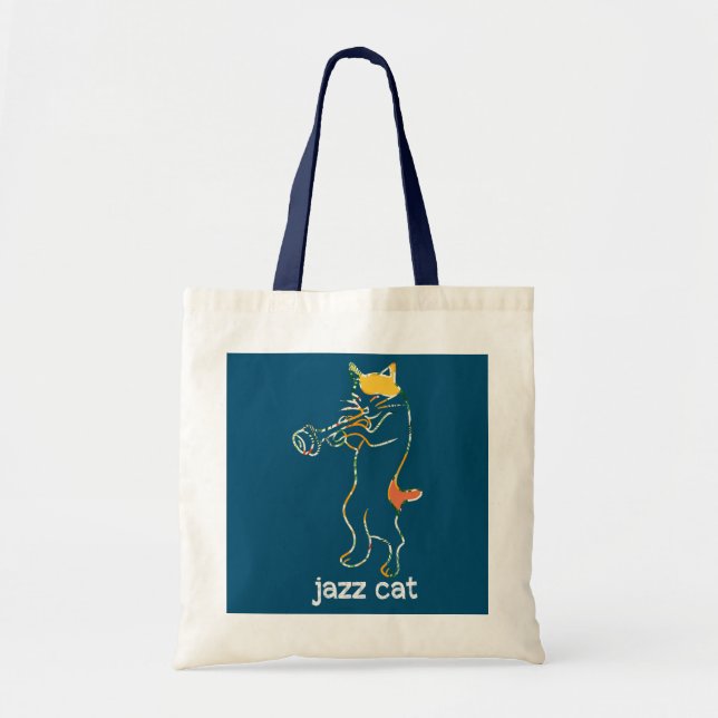 Trumpet Cat Jazz Cat Cat Trumpeter Cat Trumpet Tote Bag (Front)