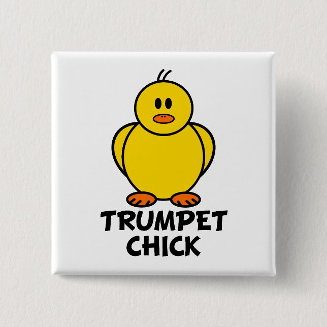 Trumpet Chick 15 Cm Square Badge (Front)