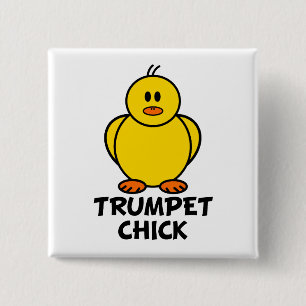 Trumpet Chick 15 Cm Square Badge