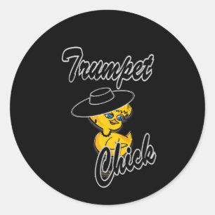 Trumpet Chick #4 Classic Round Sticker