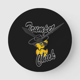 Trumpet Chick #4 Round Clock