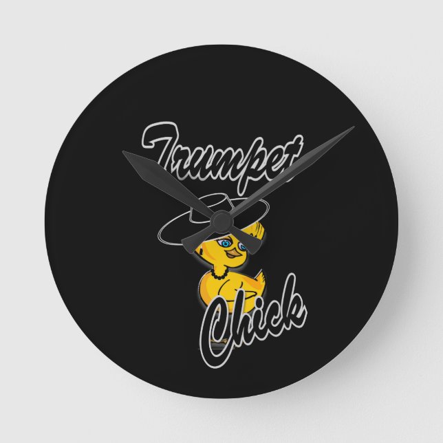 Trumpet Chick #4 Round Clock (Front)