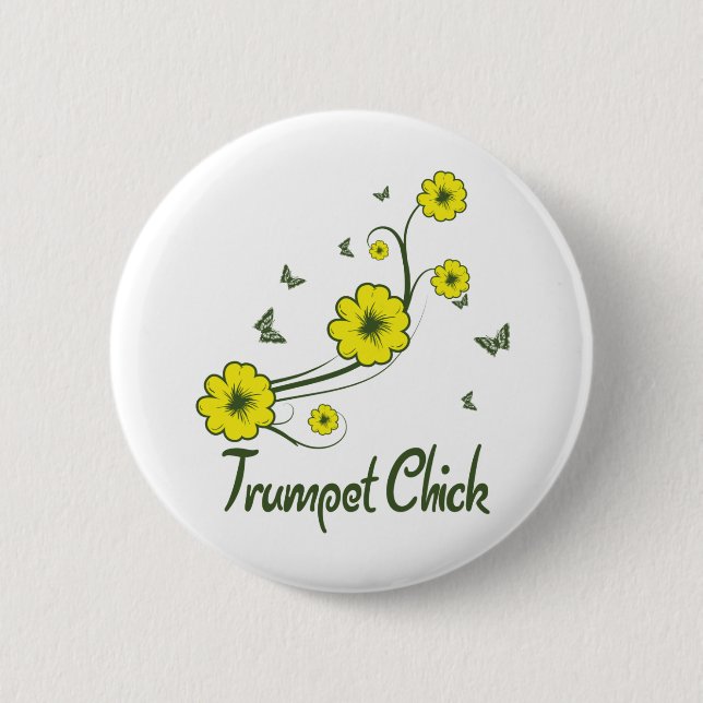 Trumpet Chick 6 Cm Round Badge (Front)