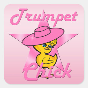 Trumpet Chick #8 Square Sticker