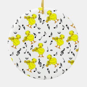 Trumpet Chick Music Notes Ceramic Tree Decoration