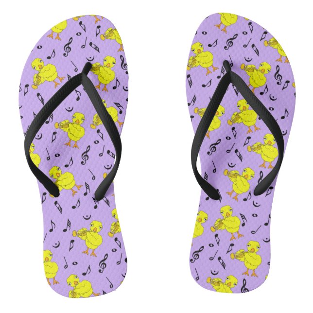 Trumpet Chick Music Notes Flip Flops (Footbed)