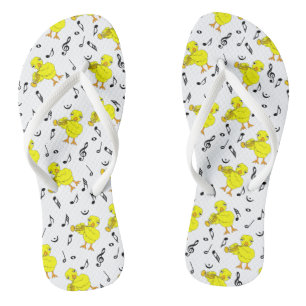 Trumpet Chick Music Notes Flip Flops