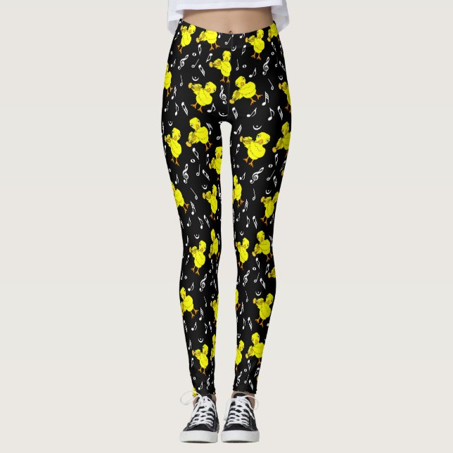 Trumpet Chick Music Notes Leggings (Front)