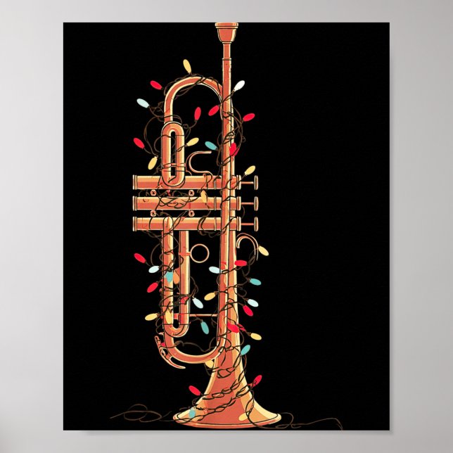 Trumpet Christmas Graphics Lights Lover Player Tru Poster (Front)