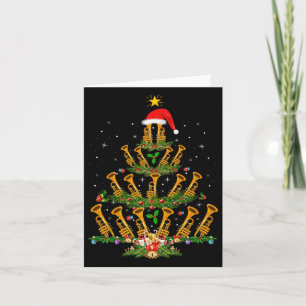 Trumpet Christmas Tree Lights Music Lover Musical  Card
