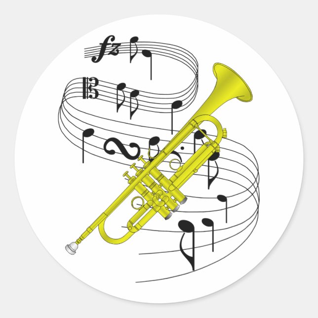 Trumpet Classic Round Sticker (Front)