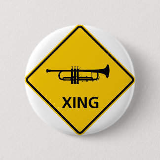 Trumpet Crossing Highway Sign 6 Cm Round Badge