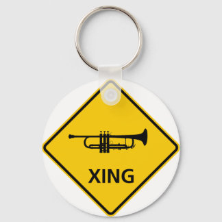 Trumpet Crossing Highway Sign Key Ring