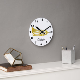 Trumpet Design Personalised Round Clock