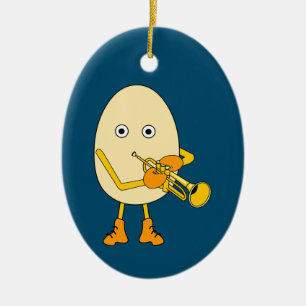 Trumpet Egghead Ceramic Tree Decoration