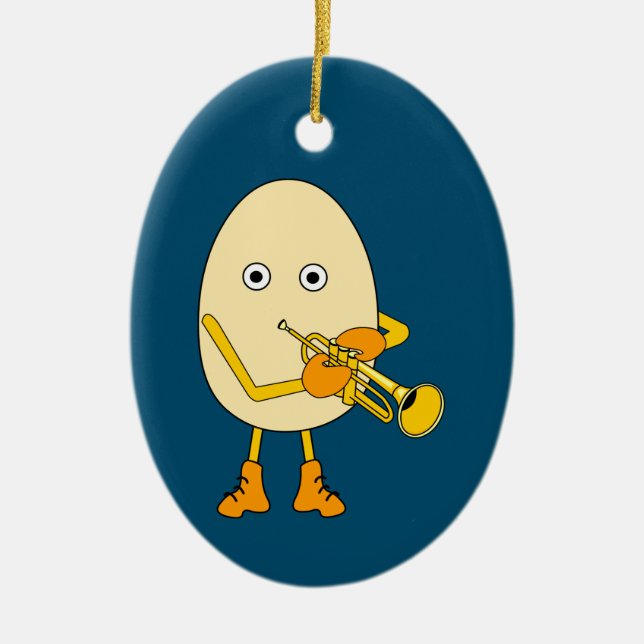 Trumpet Egghead Ceramic Tree Decoration (Front)
