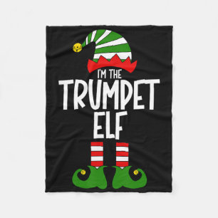 Trumpet Elf Xmas Music Instrument Matching Christm Fleece Blanket