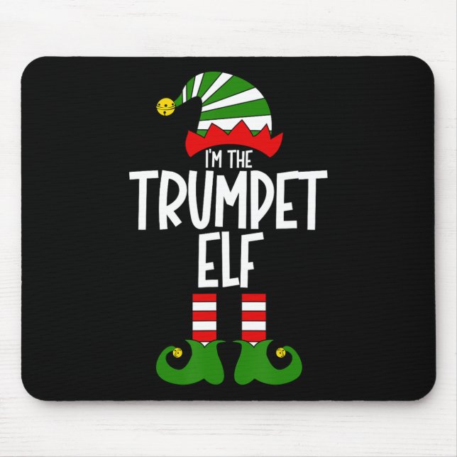 Trumpet Elf Xmas Music Instrument Matching Christm Mouse Mat (Front)