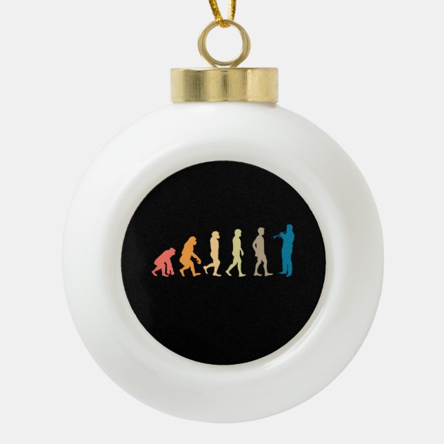Trumpet Evolution Ceramic Ball Christmas Ornament (Front)
