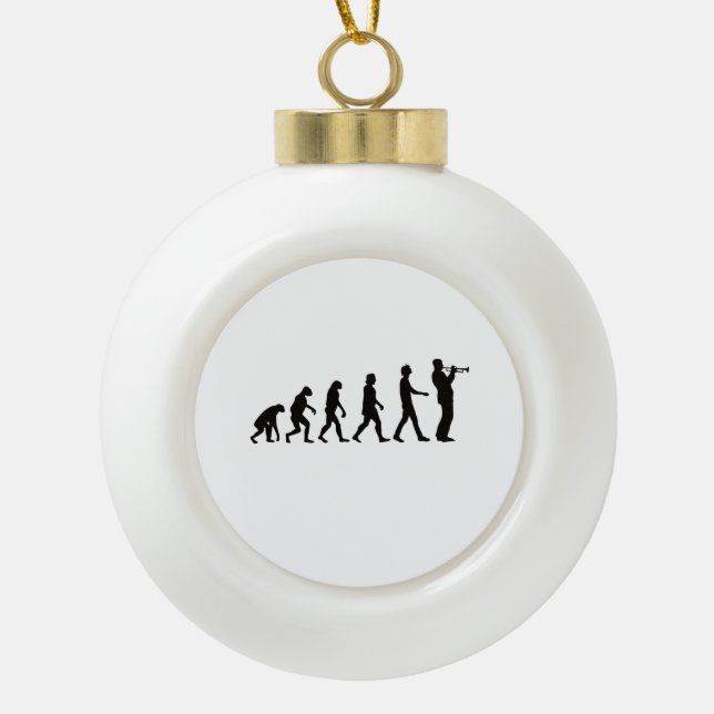 Trumpet Evolution Ceramic Ball Christmas Ornament (Front)