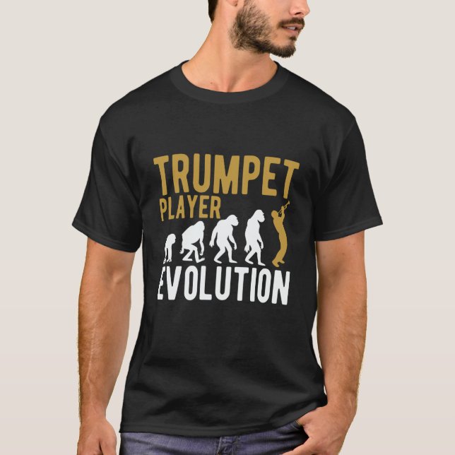 Trumpet Evolution Trumpet Jazz Sheet Music Jazz Mu T-Shirt (Front)