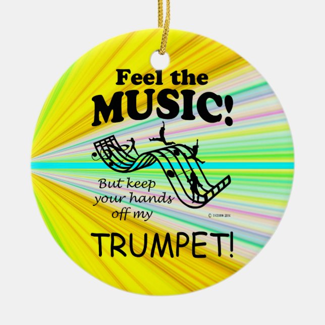 Trumpet Feel The Music Ceramic Tree Decoration (Front)