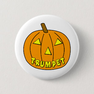 Trumpet Halloween Pumpkin 6 Cm Round Badge