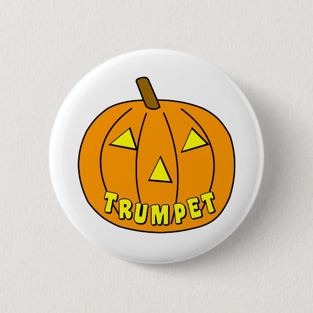 Trumpet Halloween Pumpkin 6 Cm Round Badge (Front)