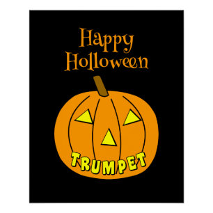 Trumpet Halloween Pumpkin Black Poster