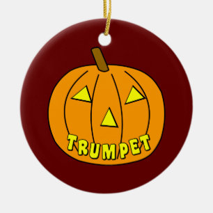 Trumpet Halloween Pumpkin Ceramic Tree Decoration