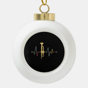 Trumpet Heartbeat Ceramic Ball Christmas Ornament