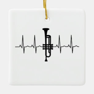 Trumpet Heartbeat Ceramic Ornament