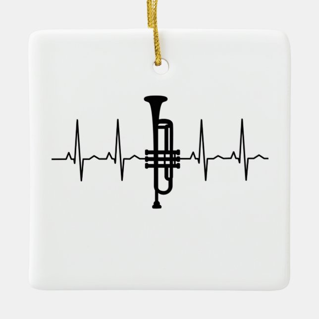 Trumpet Heartbeat Ceramic Ornament (Front)