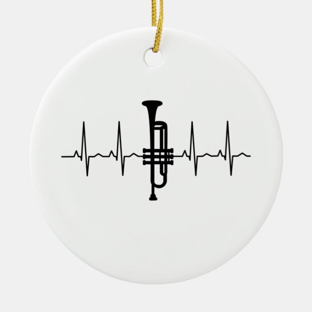 Trumpet Heartbeat Ceramic Tree Decoration (Front)