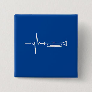 Trumpet Heartbeat Trumpet Player Gift 15 Cm Square Badge